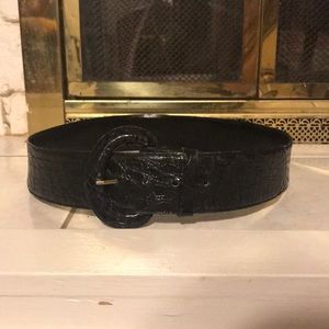 Vintage black alligator skin belt